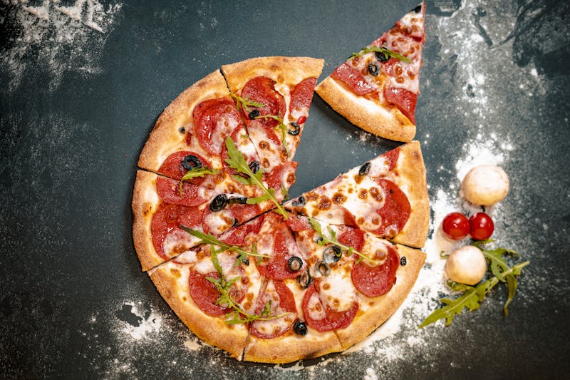 Truffle Mushroom White Pizza with arugula